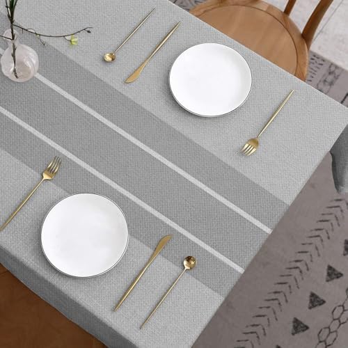 Grey Tablecloth Farmhouse Pure Gray Striped Texture Table Cloth 60x120