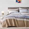 KAKIJUMN Striped King/Cal King Quilt Bedding Set, Soft Bedspread, Warm