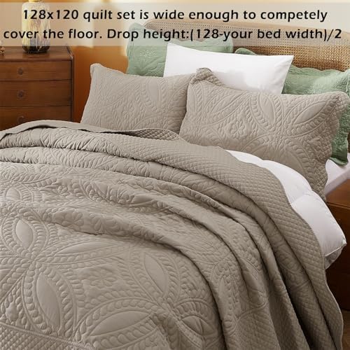 Cmfshape Oversize King Bedspread 128"x120",3 Piece California King
