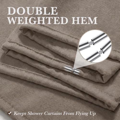 Greige Linen Shower Curtain Farmhouse Bathroom Decor 72x72 Inches