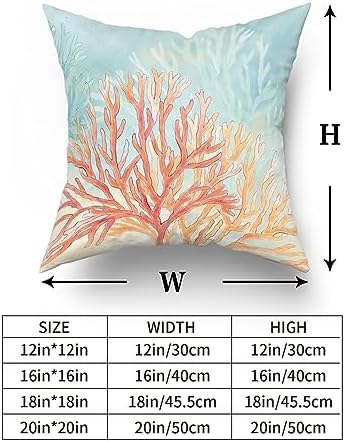 Giwawa Coastal Coral Throw Pillow Covers 20x20 Set of 2, Retro Vibe