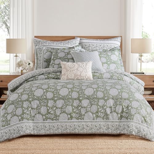 Levtex Home Adare Sage Reversible King Duvet Cover Set (106x94in) with