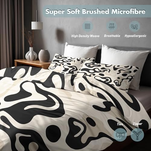 Abstract Duvet Cover Queen Size, Geometric Modern Reversible Design