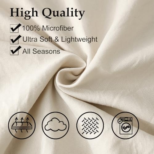 Beige Pillowcases, Macrame Tassel Pillow Cases Set of 2, 100% Washed