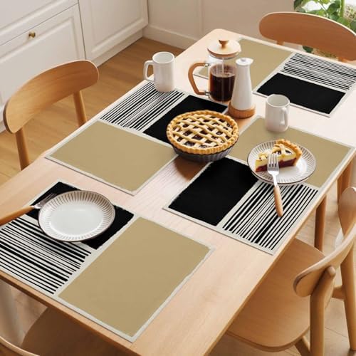 Placemats Set of 8, Beige Woven Placemat, Linen Place Mats for