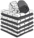 Gray & White Kitchen Dish Towels, 100% Cotton Dobby Weave Terry Towel
