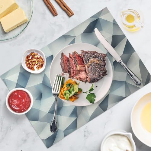 Placemats Washable Set of 8-30 x 45 cm Triangle Placemats, Grey Cotton
