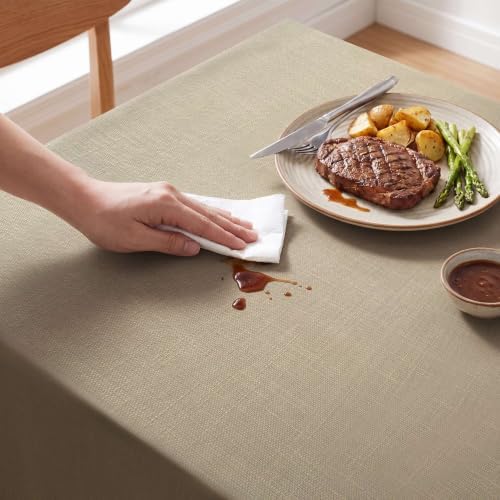 H.VERSAILTEX Linen Textured Table Cloths 54 x 80 Inch Premium Solid