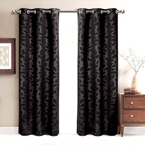 Royal Hotel Virginia Room Darkening Curtains 37 x 84, 2 Panels, Black