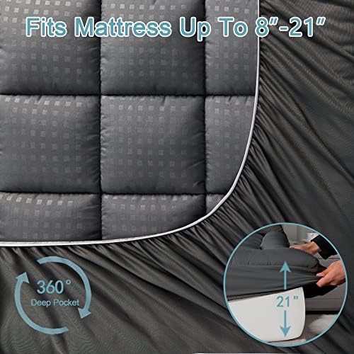 HYLEORY Queen Mattress Pad Quilted Fitted Mattress Protector Cooling