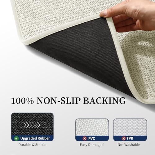 YIHOUSE Beige Bathroom Rugs Sets 4 Piece, Quick Dry Thin Bath Mat with