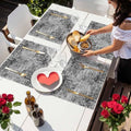 Placemats Set of 8, Black Grey Gradient Table Mats Washable Non-Slip