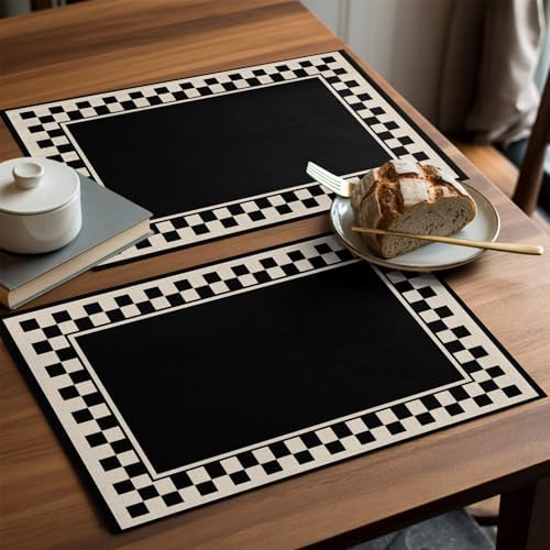 Round Placemats Set of 12 Minimalist Checkered Place Mats Farmhouse