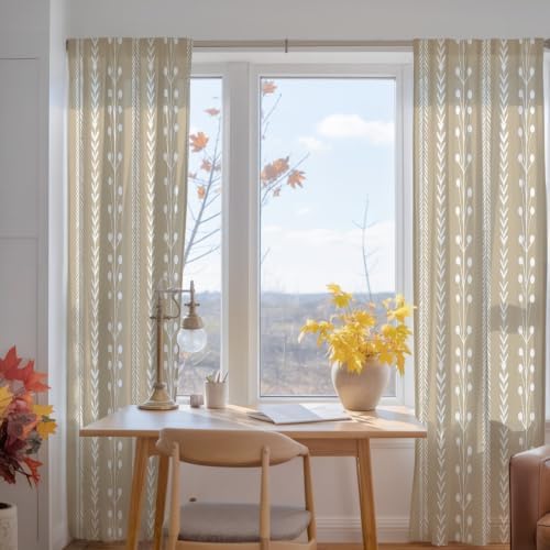 Modern Minimalist Sheer Curtains 108 Inches Long, Farmhouse Simple