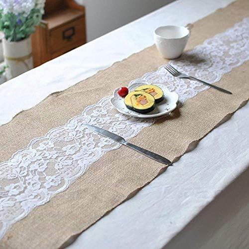 Fabric Table Runner Simple Solid Color with Lace Table Runners for