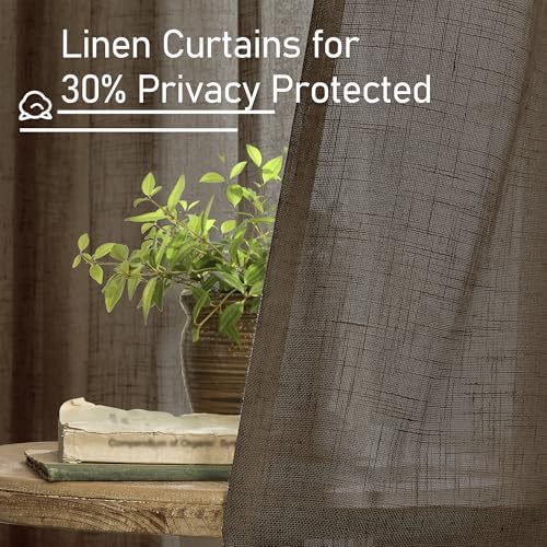 LAMIT Dark Brown 72 inch Linen Textured Curtains for Living Room 2