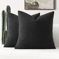 FUTEI Pack of 2 Boucle Textured Throw Pillow Covers 18x18 Inch, Black