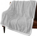 Fleece Sherpa Bed Blankets, Rustic Light Gray Microfiber Plush Flannel