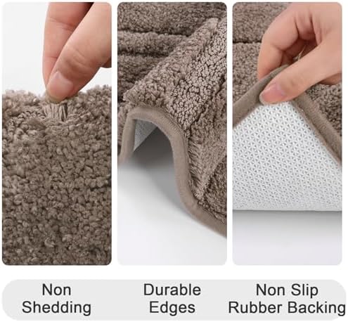 HEBE Bathroom Rugs Set 3 Piece, Soft Bath Mat Set Non Slip Washable