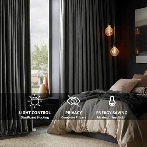 Plush Velvet Pleated Blackout Curtains (1 Panel), 25W X 120L, Silver