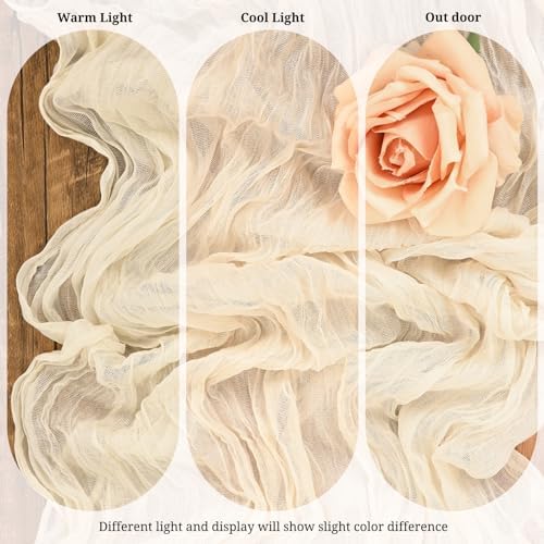 3 Pack Ivory Table Runner 17x108 Inch Cheesecloth Table Runner Boho