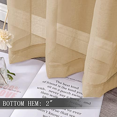 Tollpiz Sheer Curtain Linen Textured Living Room Curtains Sheer Light