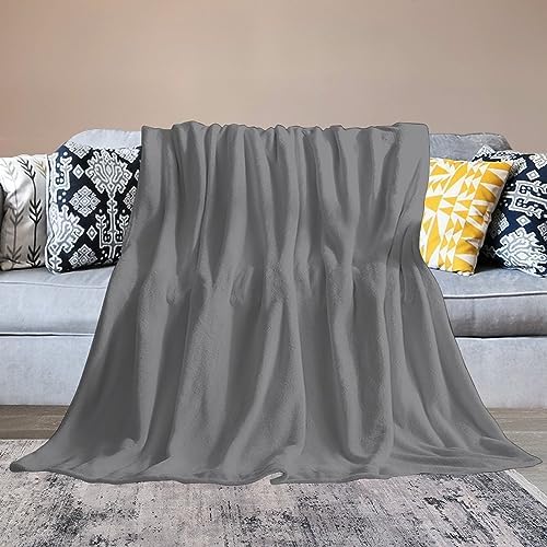 Flannel Fleece Plush Throw Blanket Grey Solid Color Throws Super Soft