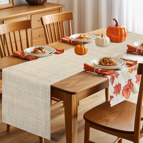 Table Runner Minimalist Beige Table Runners 13x108in Modern Rustic