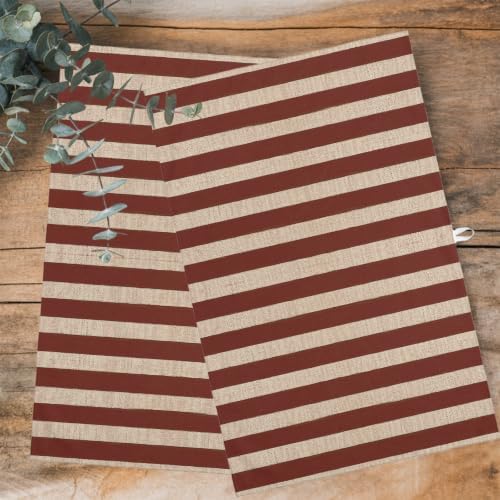 Oatmeal Tan Striped Kitchen Towels Set of 3, Water Absorbent Dish