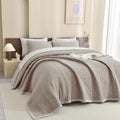 Sanracie Cotton Queen Size Quilt Bedspread (90"x98"), Dark Khaki