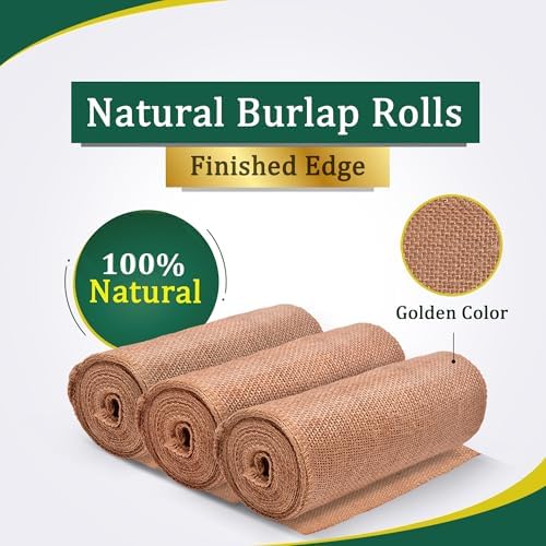 Burlap Table Runners 14 Inches x 30 FT - No-Fray Finished Edge Premium
