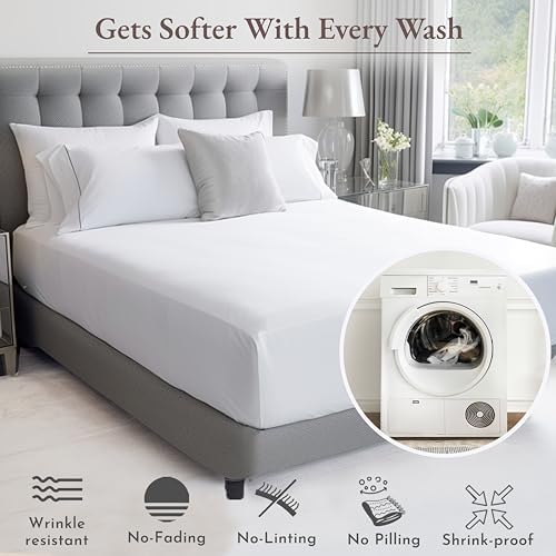 3-Piece Bundle - Fitted Sheet with 2 Pillowcases, Soft 100% Cotton