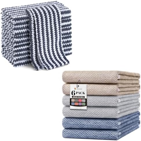 Homaxy 12 Pack Kitchen Dish Cloths, 10 x 10 inches, Dark Grey and