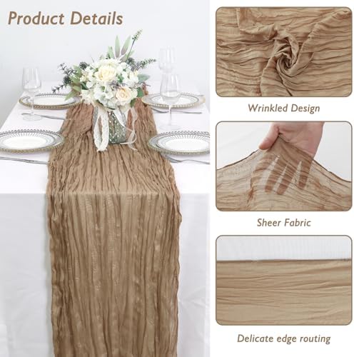 12 Pack Nude Cheesecloth Table Runner 120 Inch Boho Wedding Decor