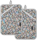 Colorful Gray Heat Resistant Pot Holders Set, Quilted Hot Pads with