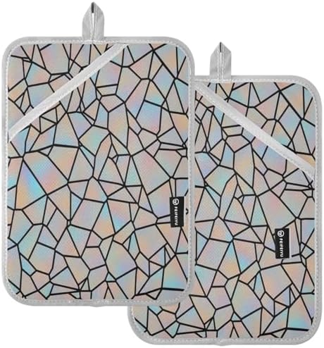 Colorful Gray Heat Resistant Pot Holders Set, Quilted Hot Pads with