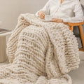 bearberry Chunky Knit Handmade Throw Blanket 50x60in Jumbo Chenille