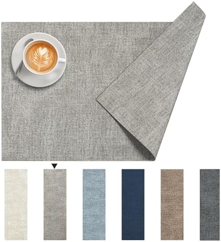 DOLOPL Placemats Set of 8, Reversible Faux Leather Place Mats, Grey