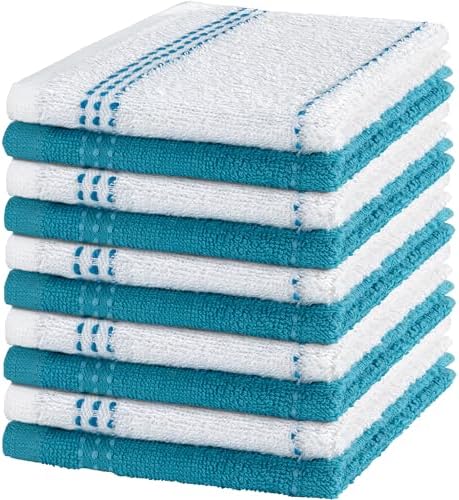 DecorRack 10 Pack 100% Cotton Dish Cloths, 12x12 in, Washcloths, Tan