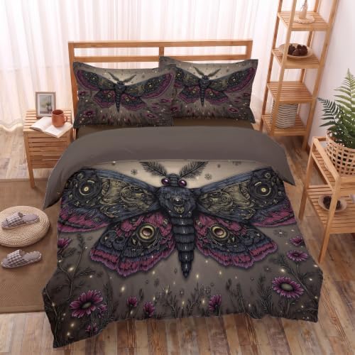 Charcoal Gray Mysterious Halloween Animals Duvet Cover Set For Women