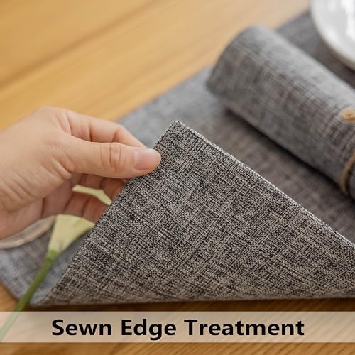 Demetex Cloth Placemats Set of 6 Table Mats Gray Linen Place Mats for