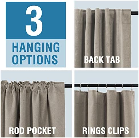 H.VERSAILTEX 100% Blackout Linen Look Curtains for Bedroom 96 inch