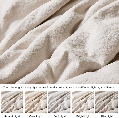 WDCOZY Beige Full Size Jacquard Duvet Cover Set with Zipper Closure