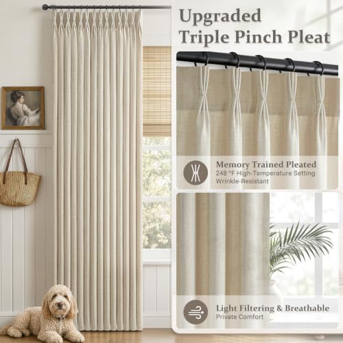 Extra Long 120 Inch Semi Sheer Triple Pinch Pleated Curtains 2
