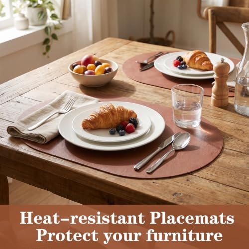 Dining Table Mats Set of 6, Faux Leather Placemats, Washable, Stain &