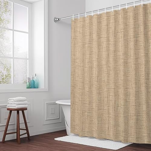Beige Khaki Solid Shower Curtain 84 inches Extra Long Minimalist Cloth