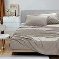 ESCA 4-Piece Taupe Sheet Set Queen Size with Flat Sheet, Fitted Sheet