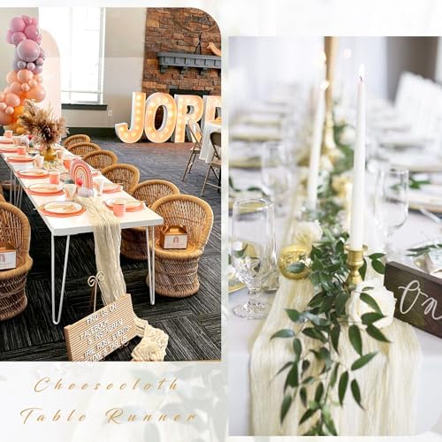 12 Pcs Beige Cheesecloth Table Runner 10FT Runner for Tables Boho
