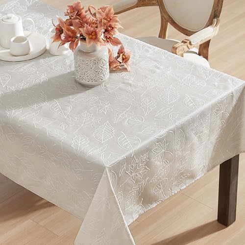 Laura Ashley Raised Embroidered Tablecloth, 60" x 84", Maple Taupe