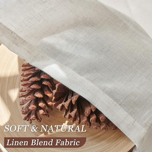 Extra Long Pinch Pleated Natural Cream Ivory Linen Curtains 120 Inches